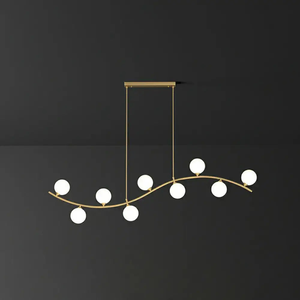 Modern gold wavy milk ball glass pendant – dining room light