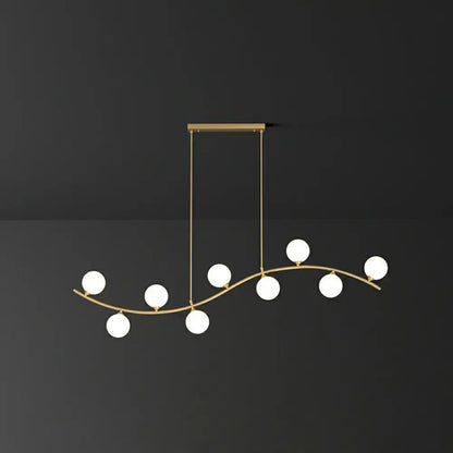 Modern gold wavy milk ball glass pendant – dining room light