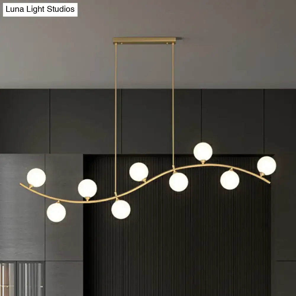 Modern gold wavy milk ball glass pendant – dining room light
