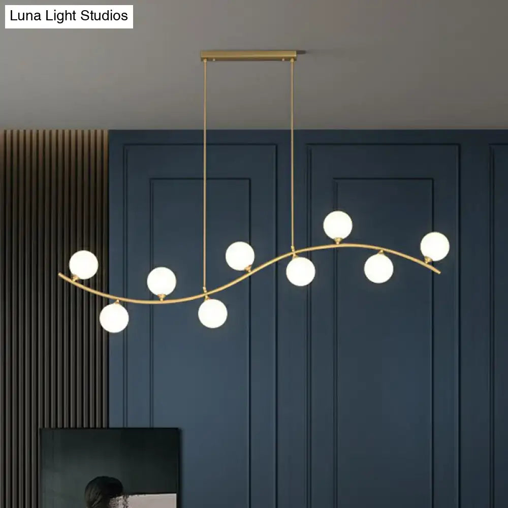 Modern gold wavy milk ball glass pendant – dining room light