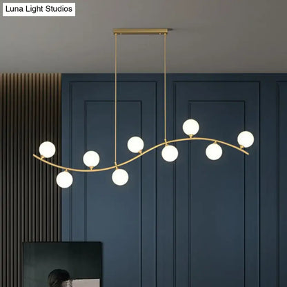 Modern gold wavy milk ball glass pendant – dining room light