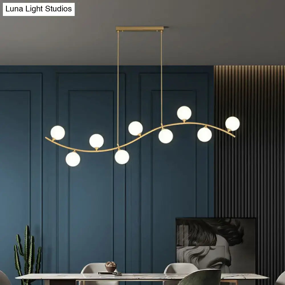 Modern gold wavy milk ball glass pendant – dining room light