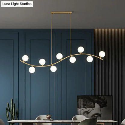Modern gold wavy milk ball glass pendant – dining room light