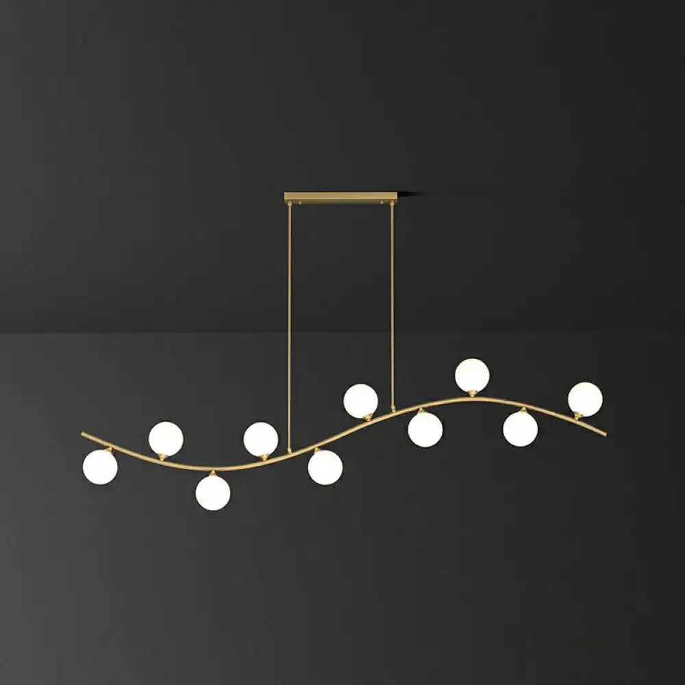 Modern gold wavy milk ball glass pendant – dining room light