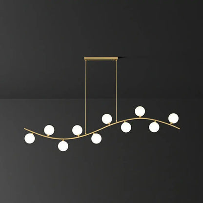Modern gold wavy milk ball glass pendant – dining room light