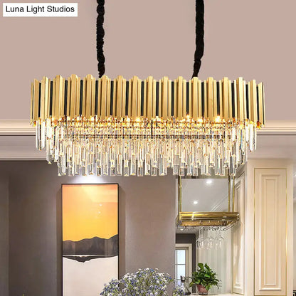 Postmodern gold crystal rod island light kitchen chandelier
