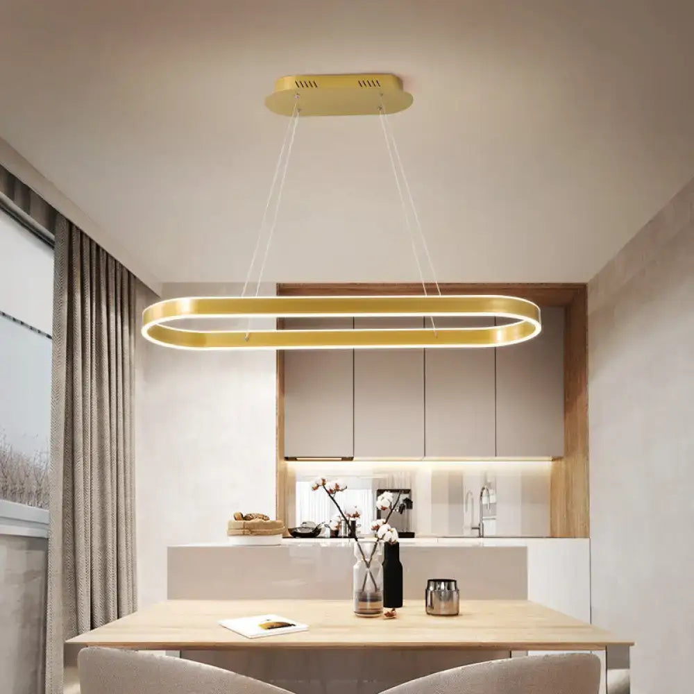 Modern gold oval led hanging lamp kit for dining room