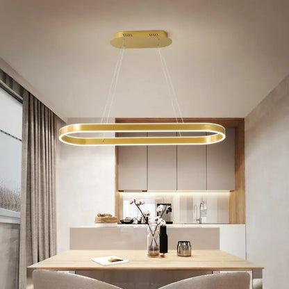 Modern gold oval led hanging lamp kit for dining room