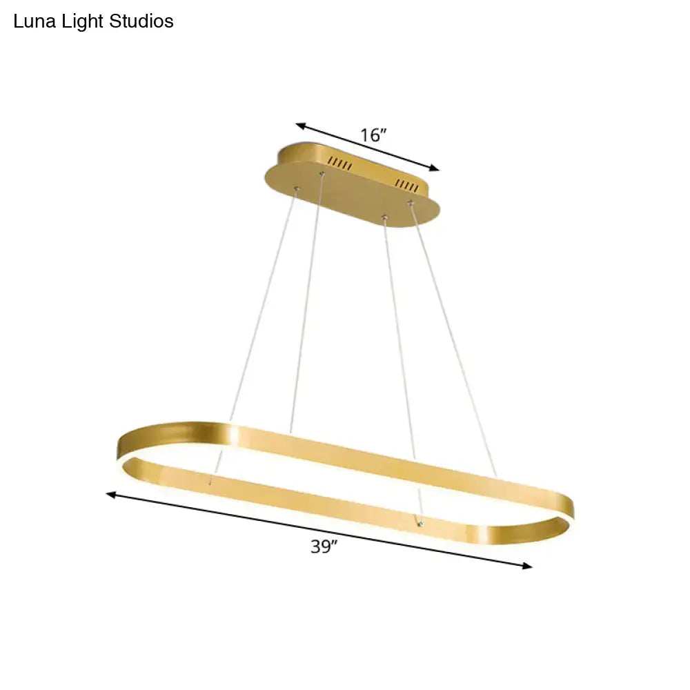 Modern gold oval led hanging lamp kit for dining room