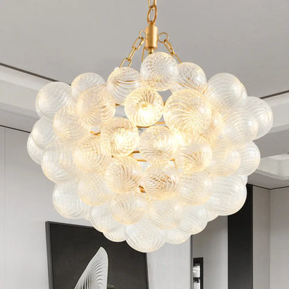 Modern gold bubble glass pendant light – dining room adjustable height