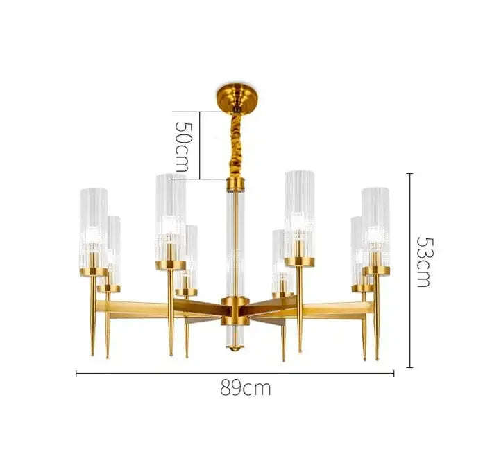 gold plated nordic living room chandelier with glass shades