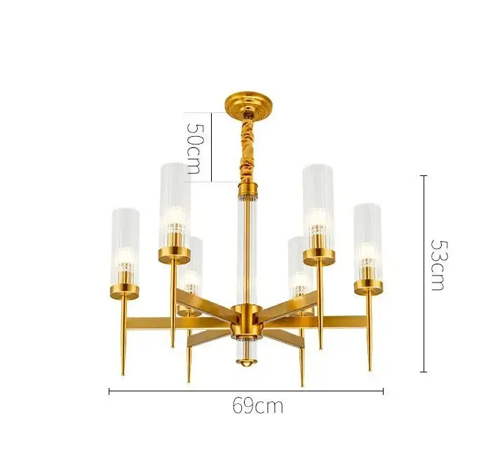 gold plated nordic living room chandelier with glass shades