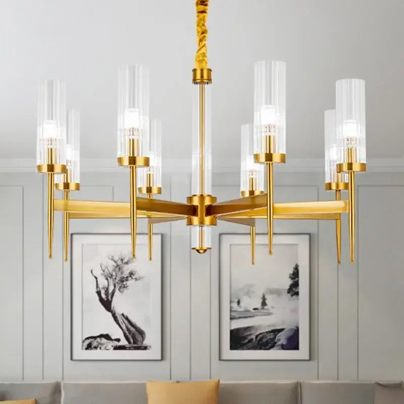 gold plated nordic living room chandelier with glass shades