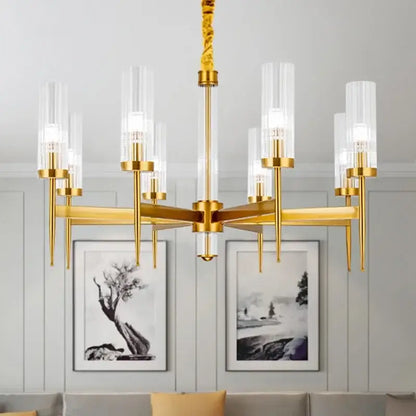 gold plated nordic living room chandelier with glass shades