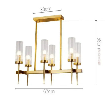 gold plated nordic living room chandelier with glass shades