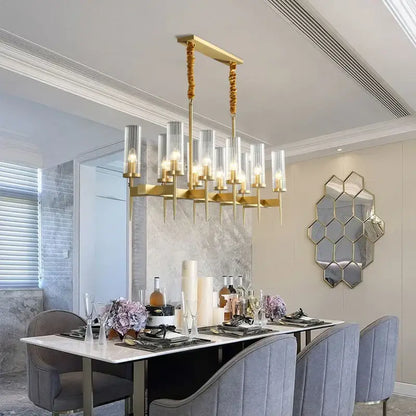 gold plated nordic living room chandelier with glass shades