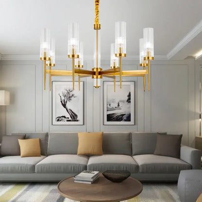 gold plated nordic living room chandelier with glass shades