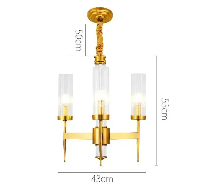 gold plated nordic living room chandelier with glass shades