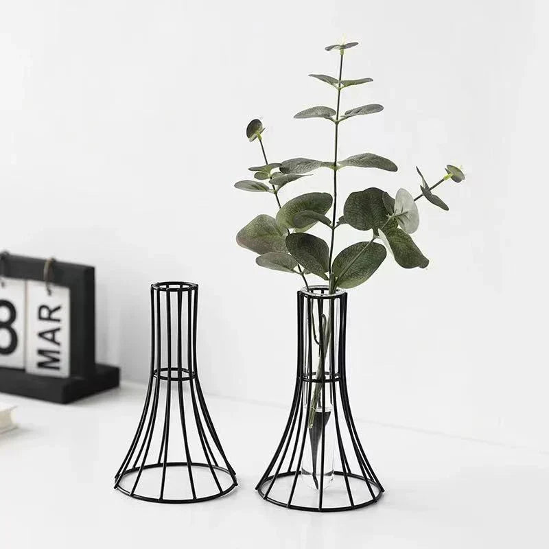 DecorBites™ "Gold Vase with Metal Flowers - Modern Desk Decoration"