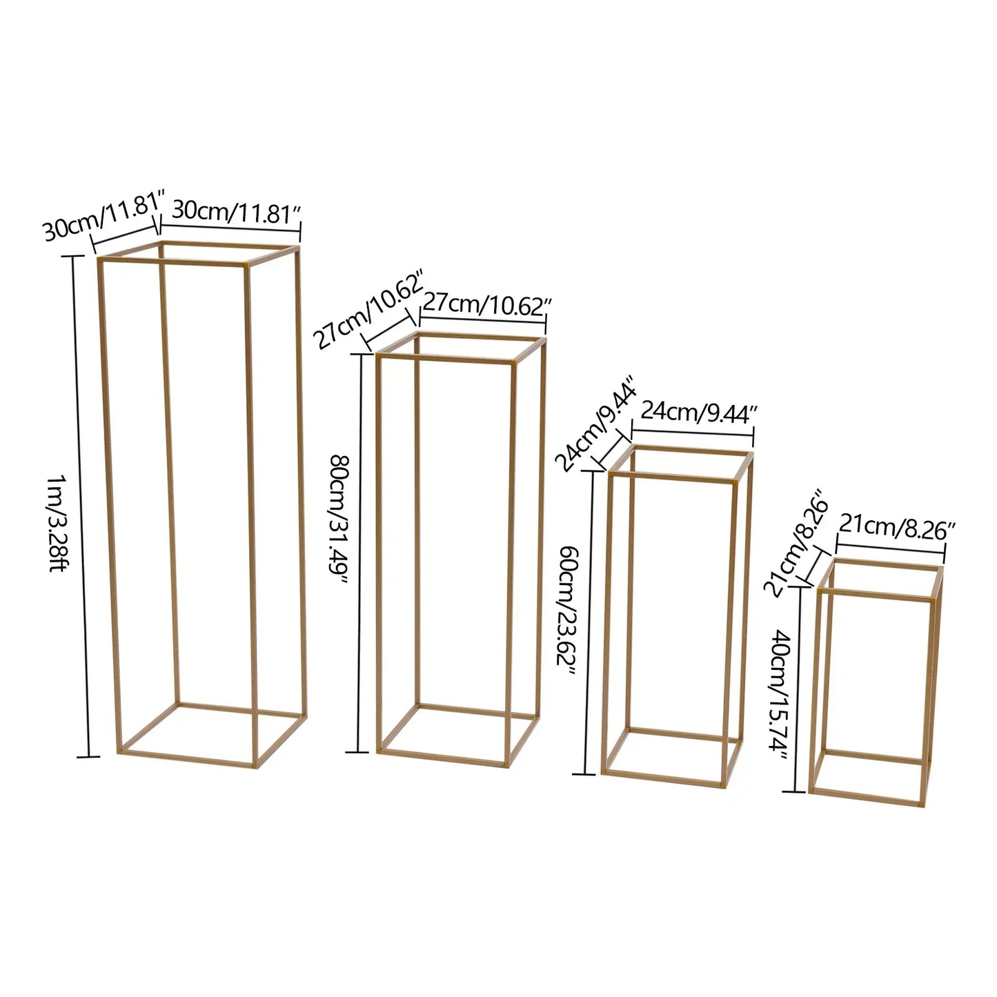 DecorBites™ Gold Wedding Flower Vase Stand Set