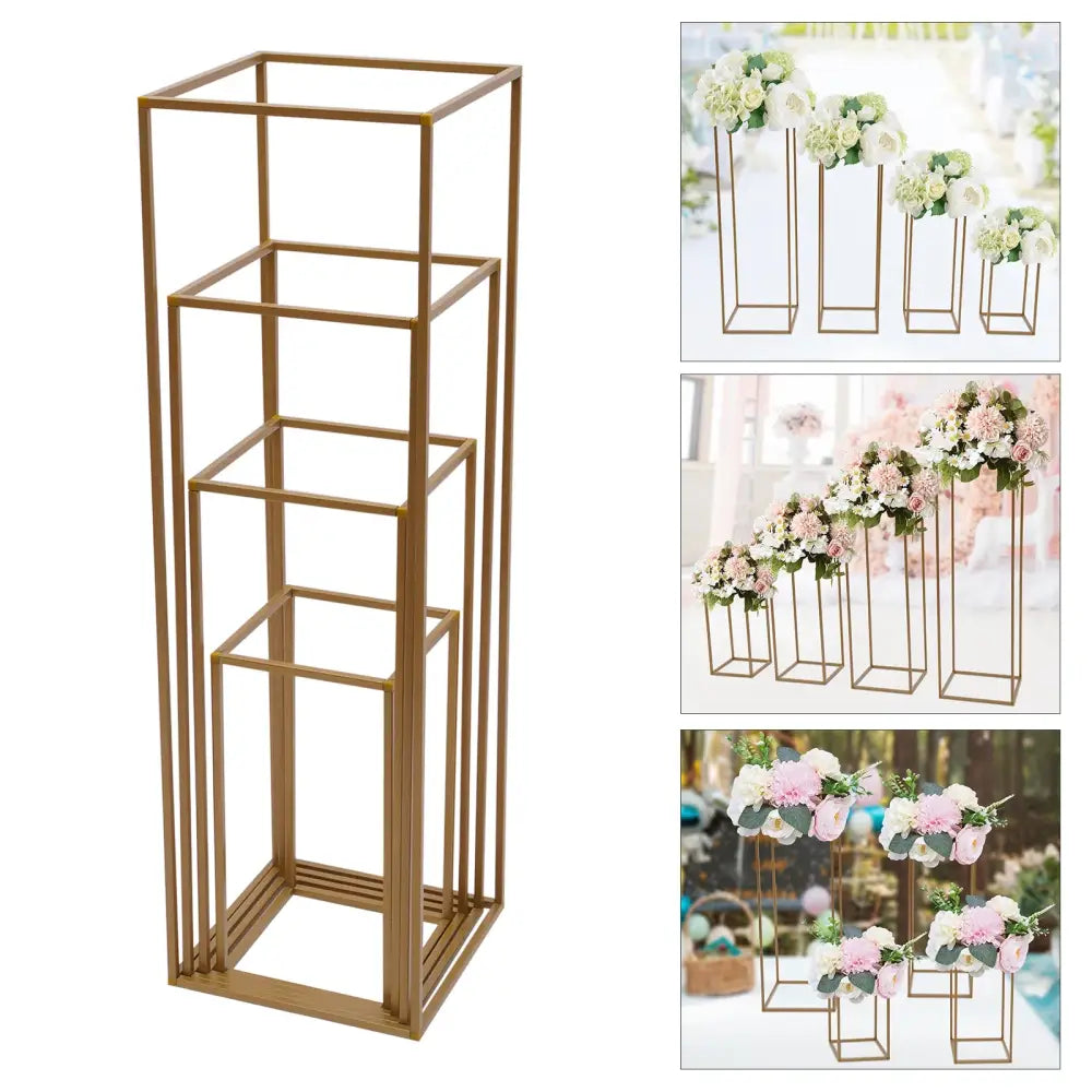 Modern geometric gold wedding flower vase stand wedding decor