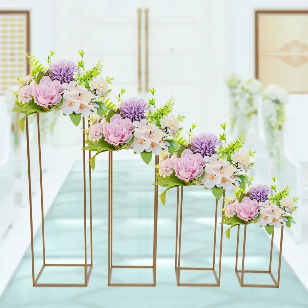 Modern geometric gold wedding flower vase stand wedding decor