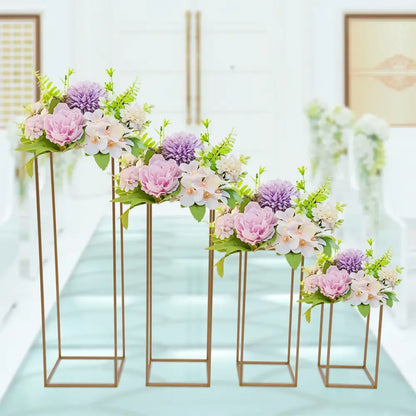 Modern geometric gold wedding flower vase stand wedding decor