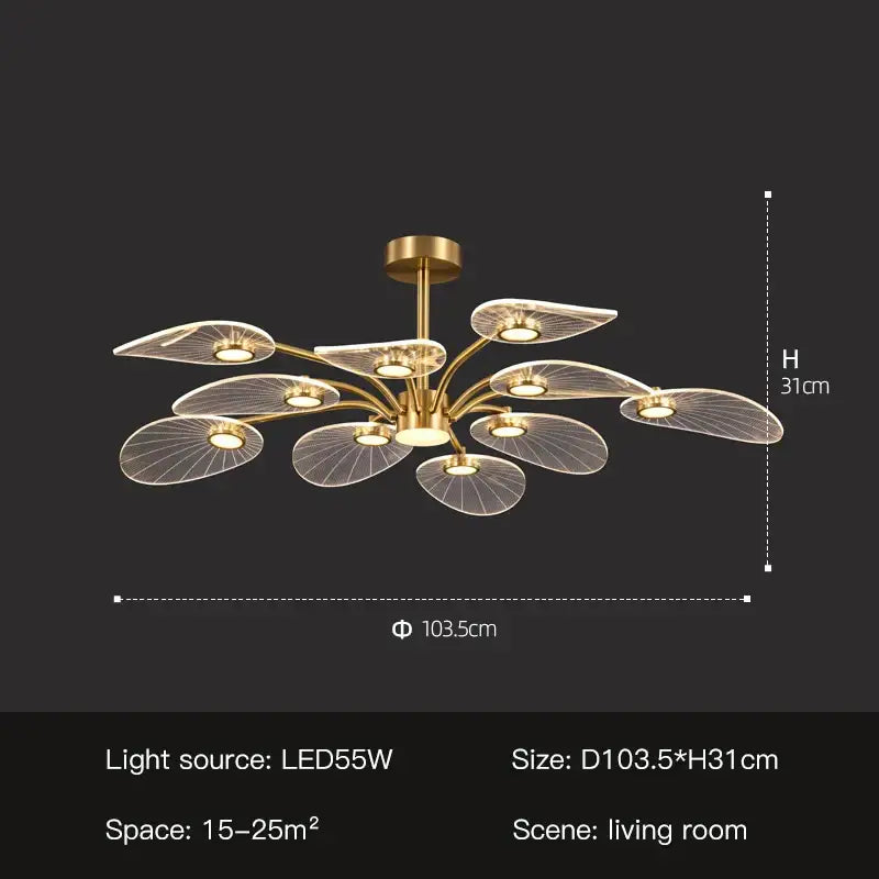 golden art peacock led chandelier living room light