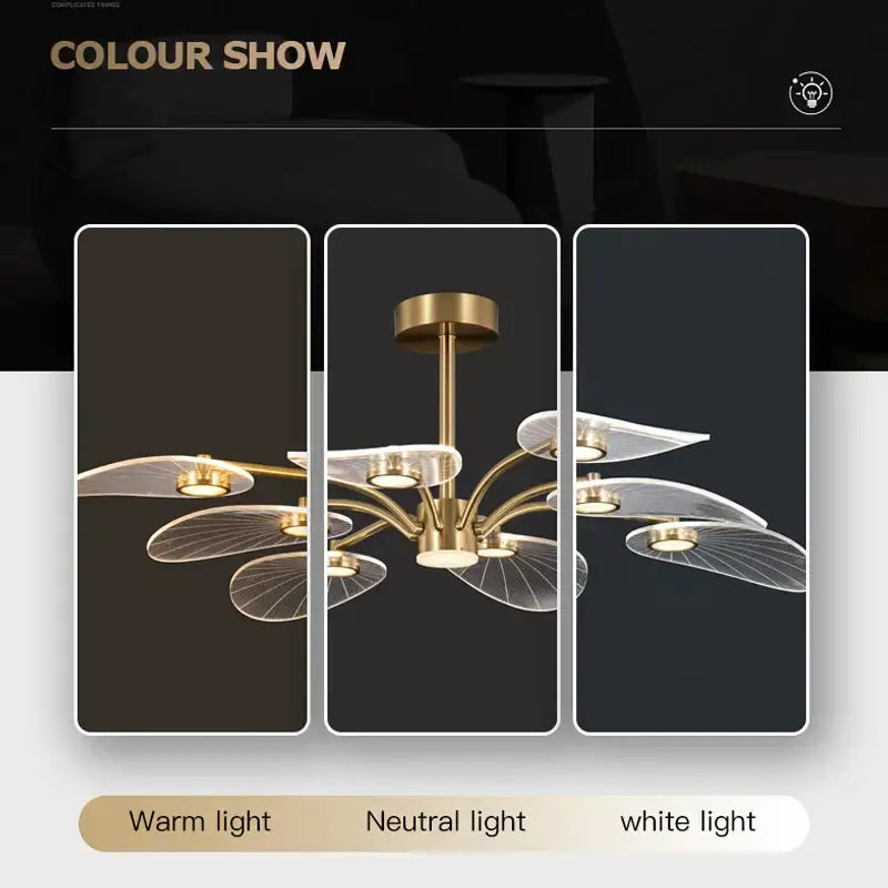 golden art peacock led chandelier living room light