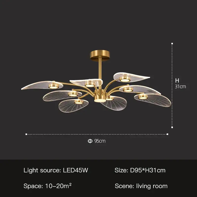 golden art peacock led chandelier living room light