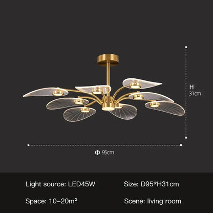 golden art peacock led chandelier living room light