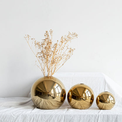 DecorBites™ Golden Ball Ceramic Vase Home Decor