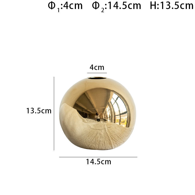 DecorBites™ Golden Ball Ceramic Vase Home Decor