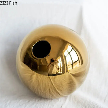 Glossy golden ball ceramic vase set living room decor