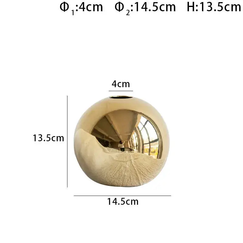 Glossy golden ball ceramic vase set living room decor