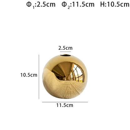 Glossy golden ball ceramic vase set living room decor