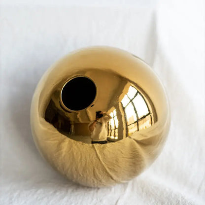 Glossy golden ball ceramic vase set living room decor