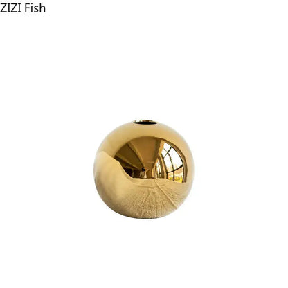 Glossy golden ball ceramic vase set living room decor