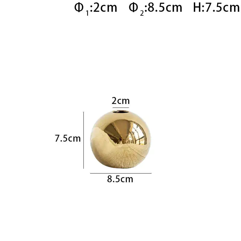 Glossy golden ball ceramic vase set living room decor