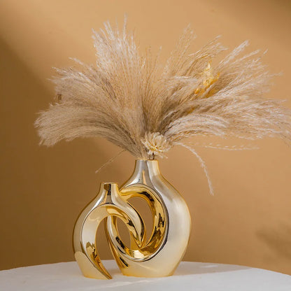 DecorBites™ Golden Flower Vase - Home Decor Accessory