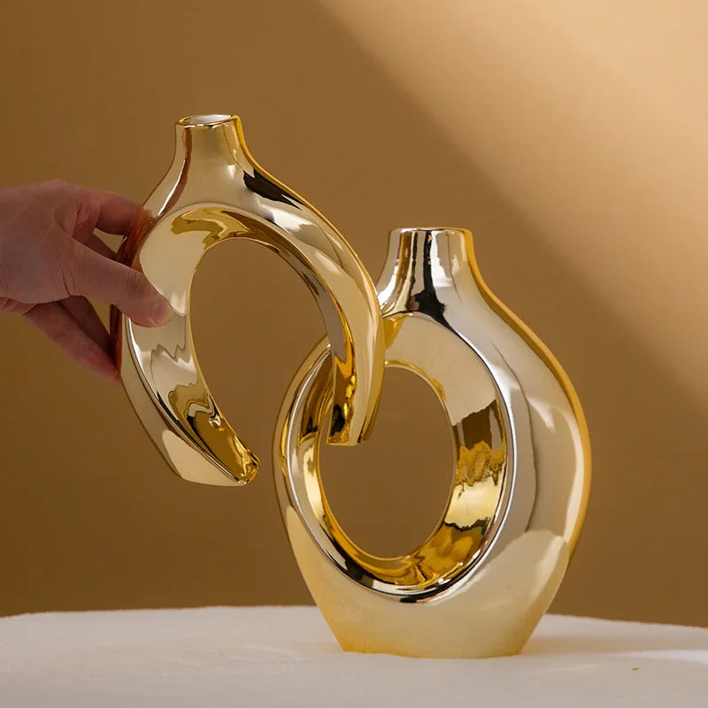 DecorBites™ Golden Flower Vase - Home Decor Accessory