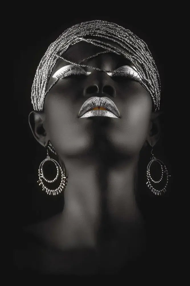 Modern black & gold african woman canvas art triptych living room