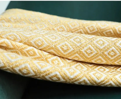 golden knitted blanket cream geometric throw living room