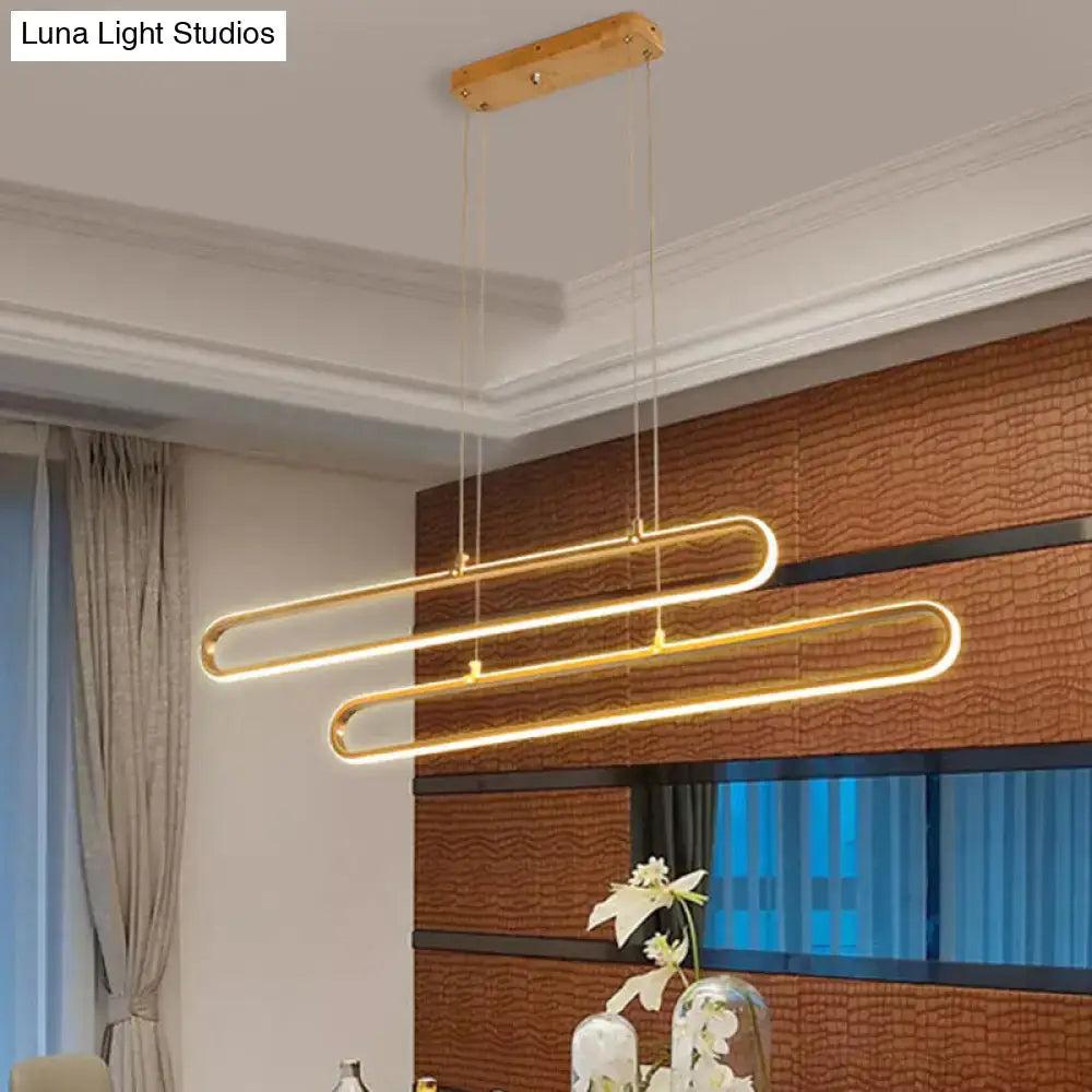 Modern golden elliptical island pendant light kitchen fixture width