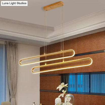 Modern golden elliptical island pendant light kitchen fixture width