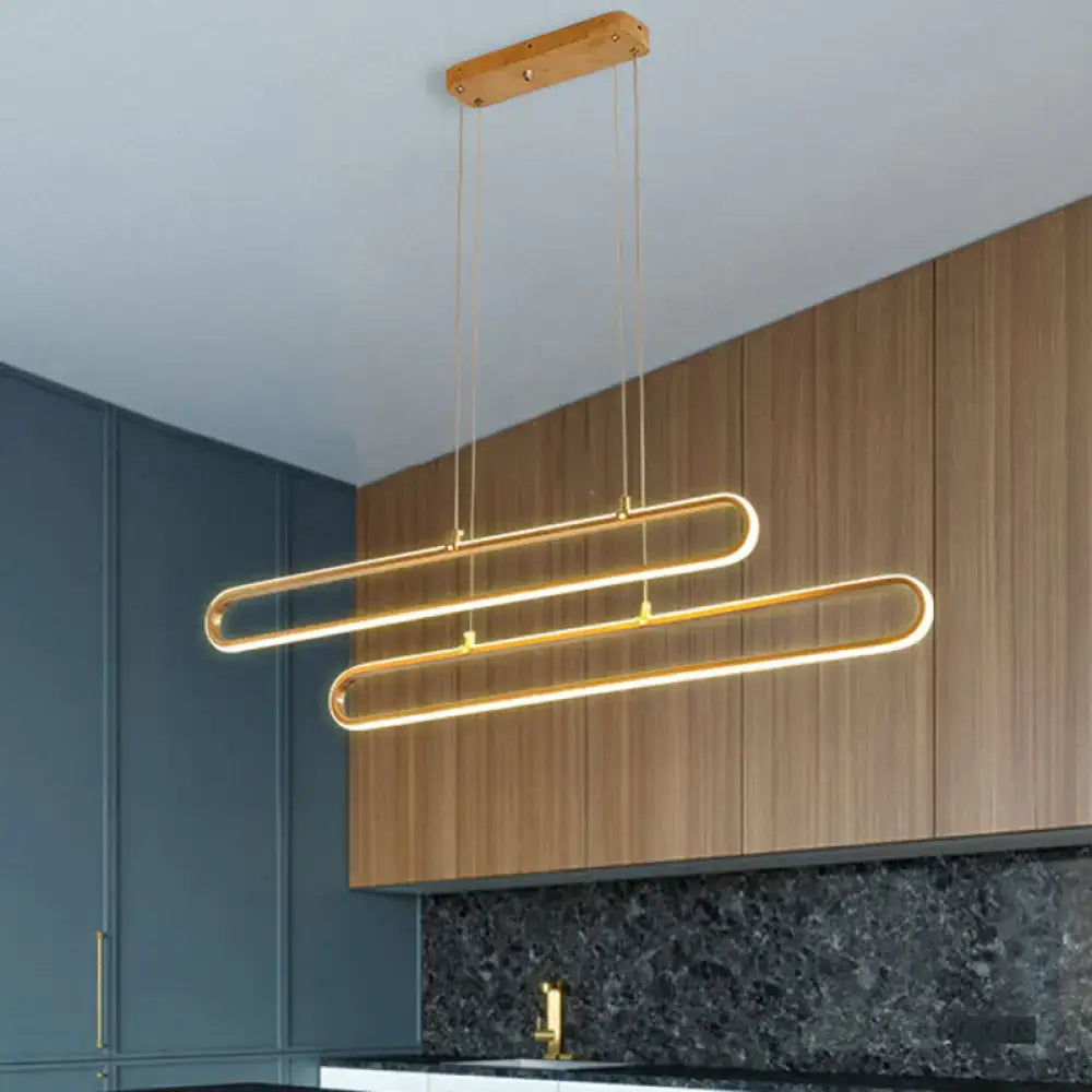 Modern golden elliptical island pendant light kitchen fixture width