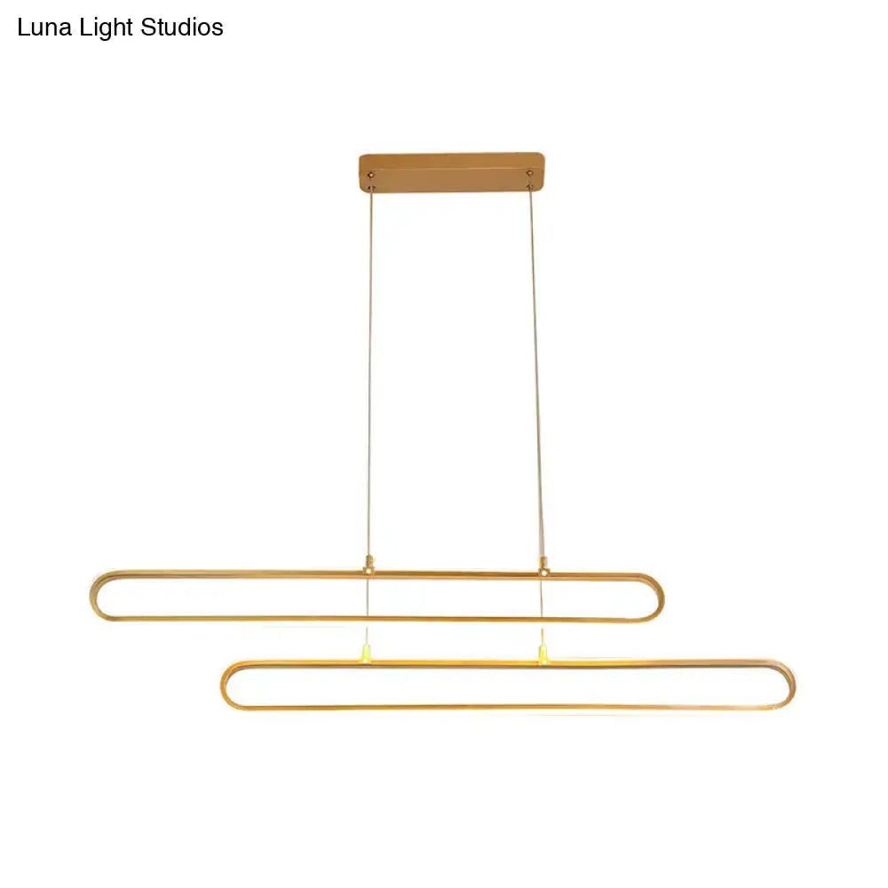 Modern golden elliptical island pendant light kitchen fixture width