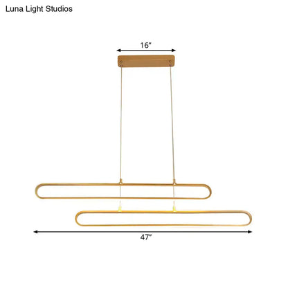 Modern golden elliptical island pendant light kitchen fixture width