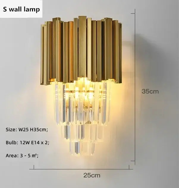 golden luxury chandelier with crystal rods for living room
