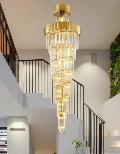golden luxury hotel lobby crystal staircase chandelier